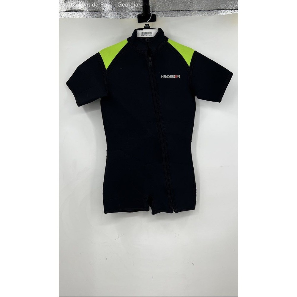 Henderson Wetsuit Black Green Neoprene Short Sleeve Swimwear Triathlon Suit Sz L